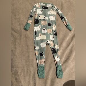 Little Sleepies Sheep Print Green Footie
